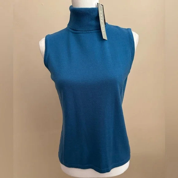 NWT Kate Hill Merino Wool Sleeveless Turtleneck - Picture 1 of 6